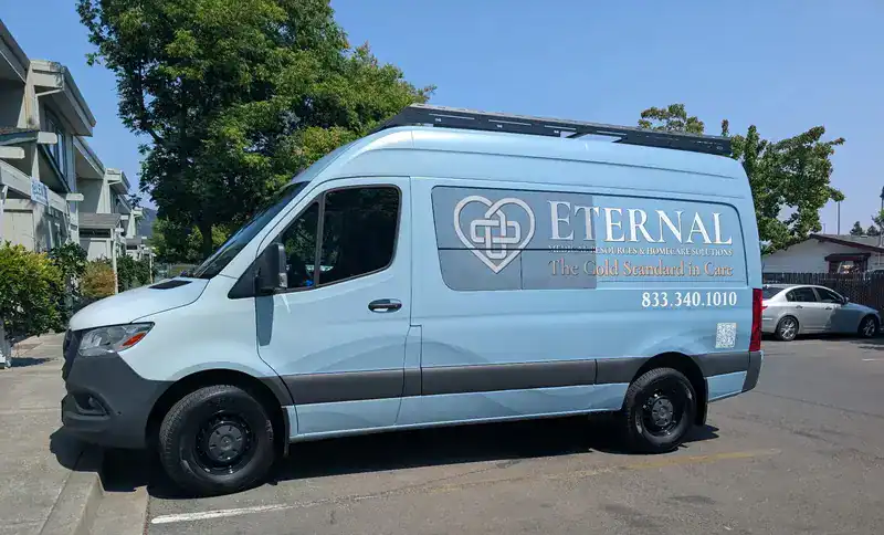 perforated window graphics for a company van