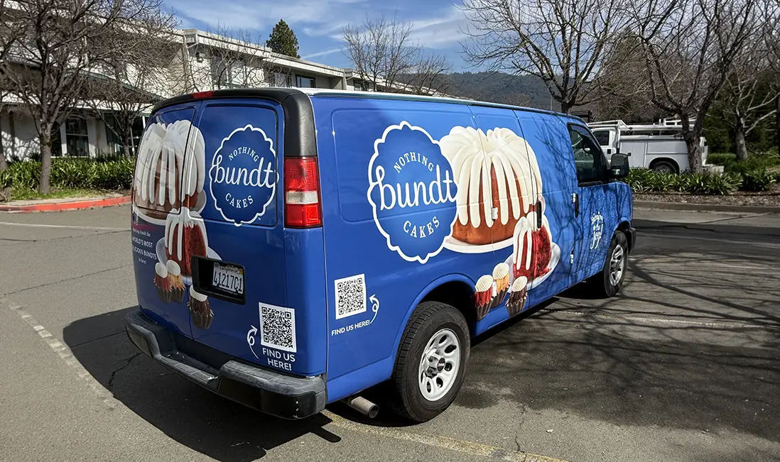 van fully wrapped with vinyl graphics for promotions